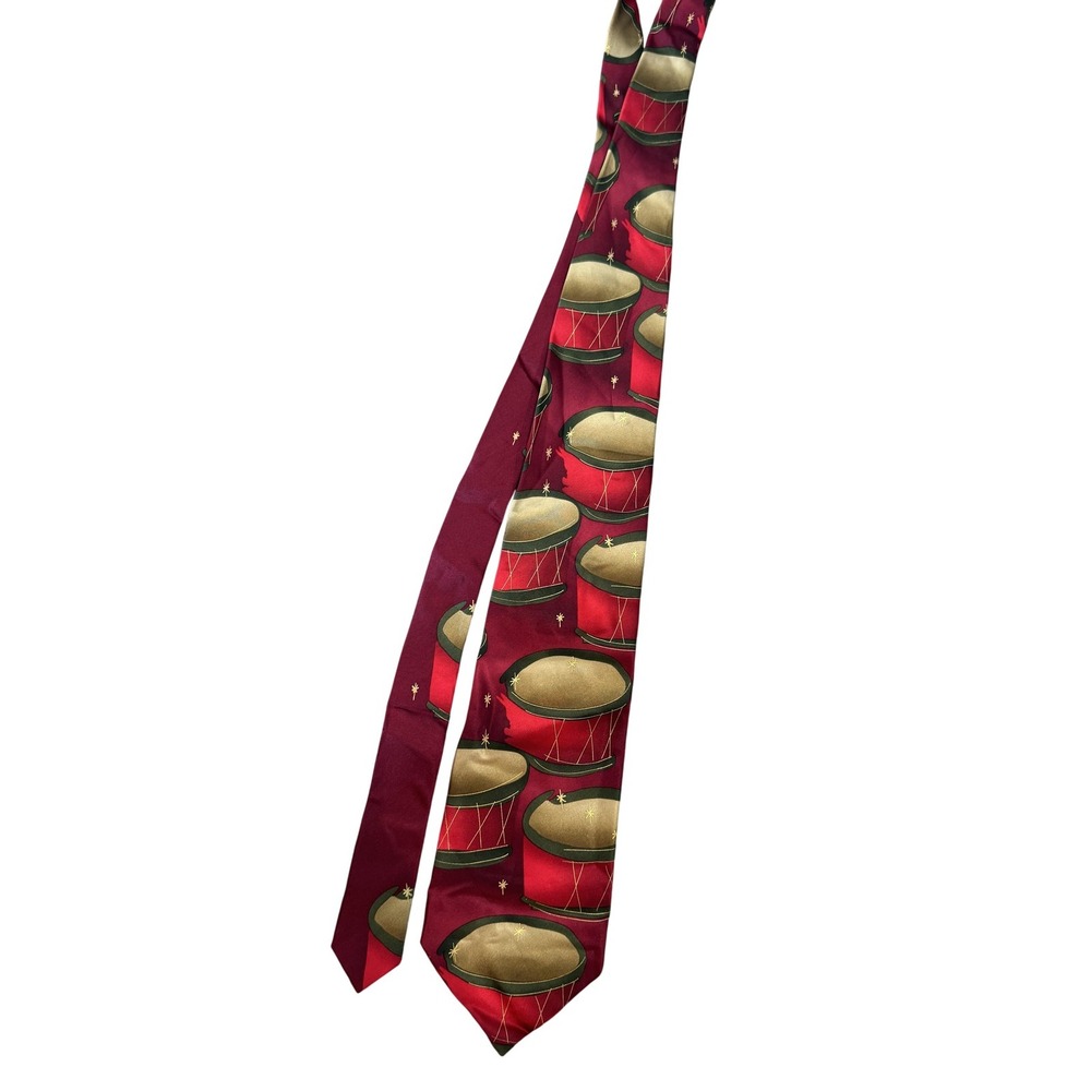 Vintage J. Garcia Tie Mens One Size Red Silk Drummers Collection Thirty-Five 00s